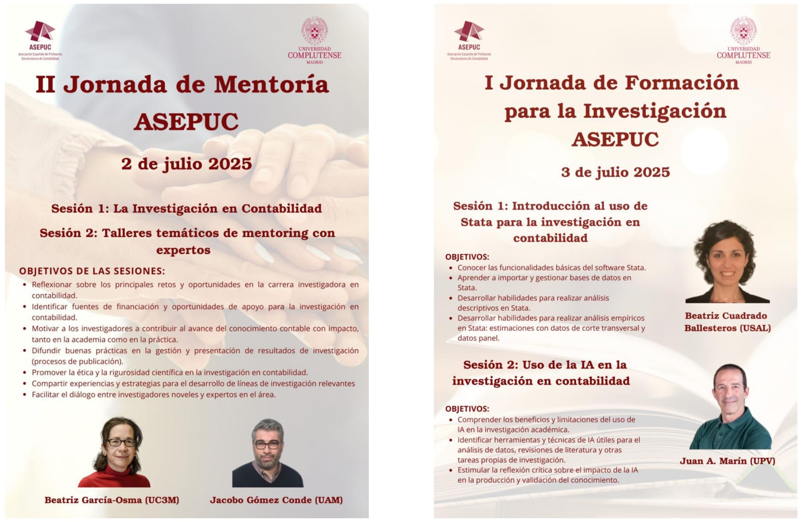 II Jornada de Mentoría y I Jornada de Formación para la Investigación ASEPUC 2-3 de julio